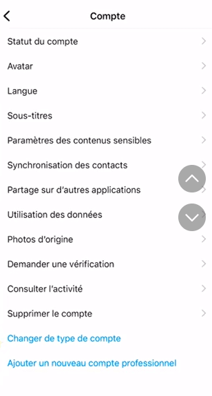 changer de type de compte instagram